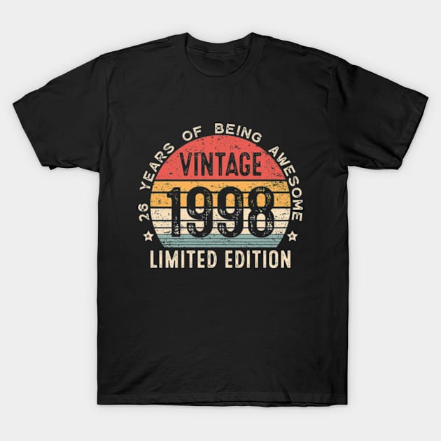 26 Year Old Gifts Vintage 1998 Limited Edition 26th Birthday T-Shirt by Shrtitude